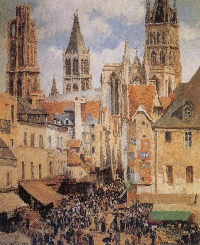 Camille Pissarro The Old Marketplace in Rouen and the Rue de l-Epicerie Germany oil painting art